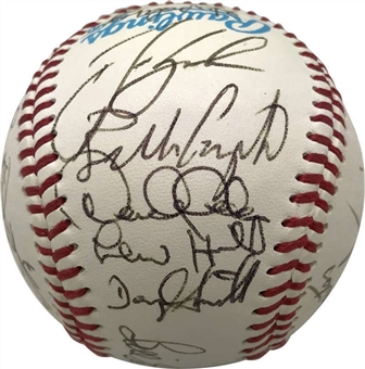 1995 Columbus Clippers Team Signed Baseball With 24 Signatures Including Pre-Rookie Jeter (Beckett)